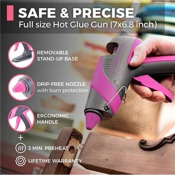 Hot Glue Gun, 60W High Temp Large Glue Gun w/ Stand-Up base & 12 Glue Stick - Picture 4 of 5